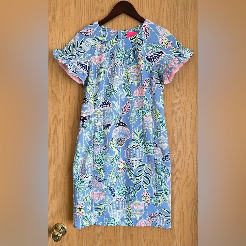Lilly Pulitzer | Size 4 | Kerstin Stretch Shift Dress Lapis Lanterns | Blue Pink
